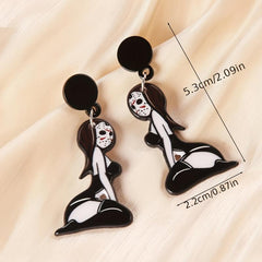 Halloween Skull Sexy Beauty Dangle Earrings Acrylic Jewelry Female Gift
