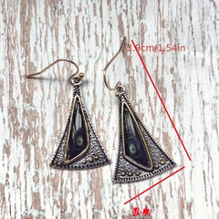 Boho Triangle Fan Resin Stone Dangle Earrings