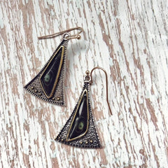 Boho Triangle Fan Resin Stone Dangle Earrings