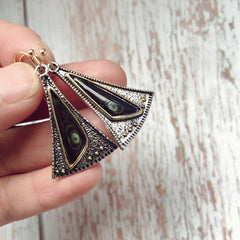 Boho Triangle Fan Resin Stone Dangle Earrings