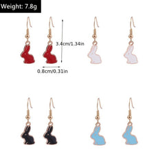 4pairs Rabbit Dangle Earrings - Style Jewelry Gift For Women