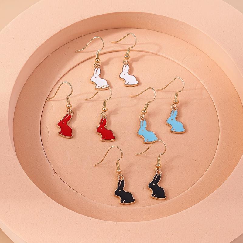 4pairs Rabbit Dangle Earrings - Style Jewelry Gift For Women