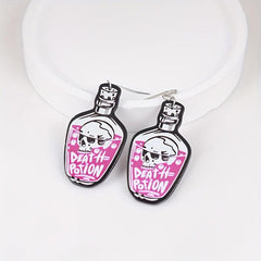 Halloween Pink Poisonous Bottle Dangle Earrings Acrylic Jewelry