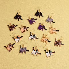 Cat Bloody Enamel Dangle Earrings Halloween Gift