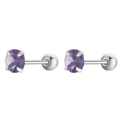 Zircon Stud Earrings Delicate Gift For Women Girls