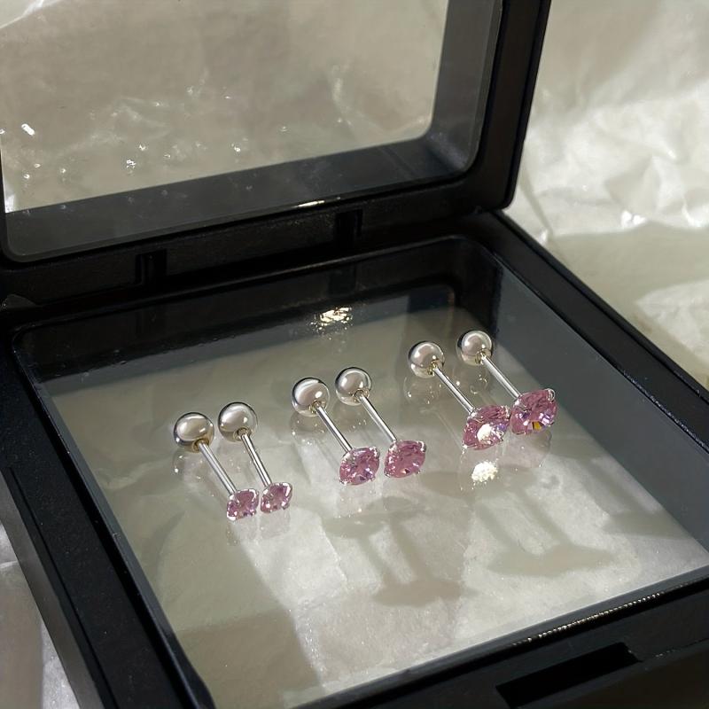 Zircon Stud Earrings Delicate Gift For Women Girls