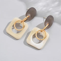 Geometric Shape Pendant Resin Dangle Earrings Retro Minimalist Style