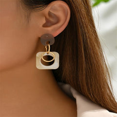 Geometric Shape Pendant Resin Dangle Earrings Retro Minimalist Style