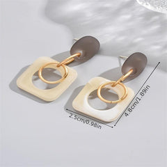 Geometric Shape Pendant Resin Dangle Earrings Retro Minimalist Style