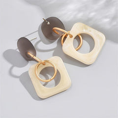 Geometric Shape Pendant Resin Dangle Earrings Retro Minimalist Style