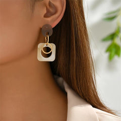 Geometric Shape Pendant Resin Dangle Earrings Retro Minimalist Style