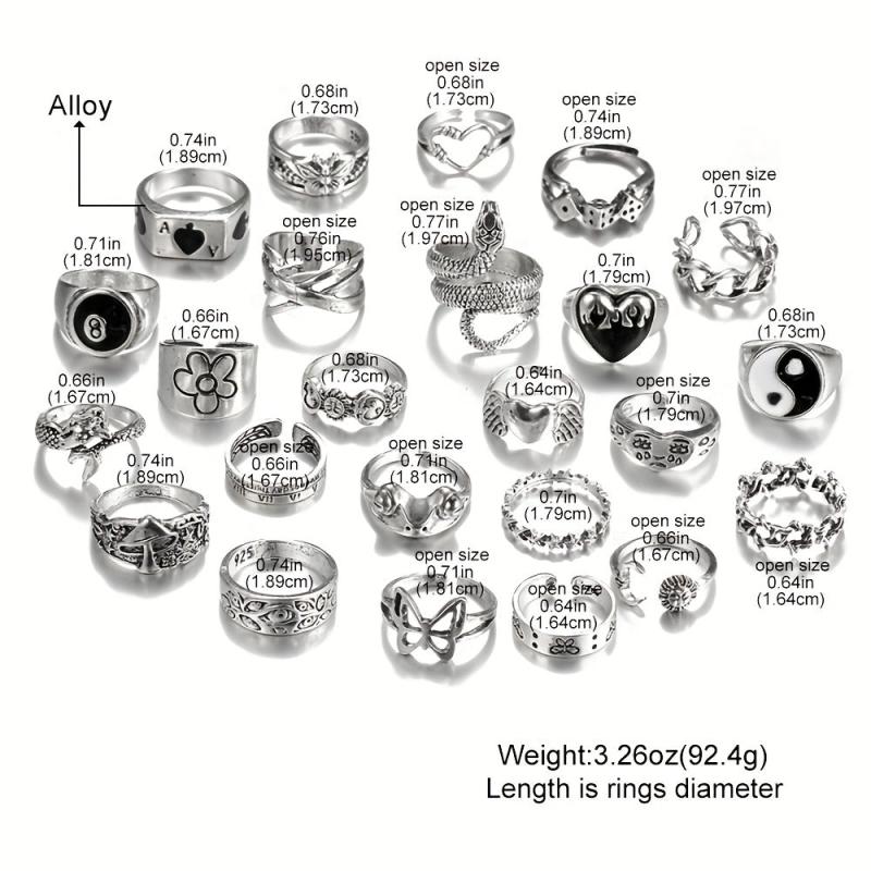 24pcs Gothic Vintage Ring Set Mix Match Daily Outfits