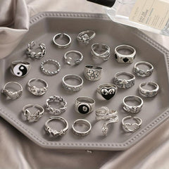 24pcs Gothic Vintage Ring Set Mix Match Daily Outfits