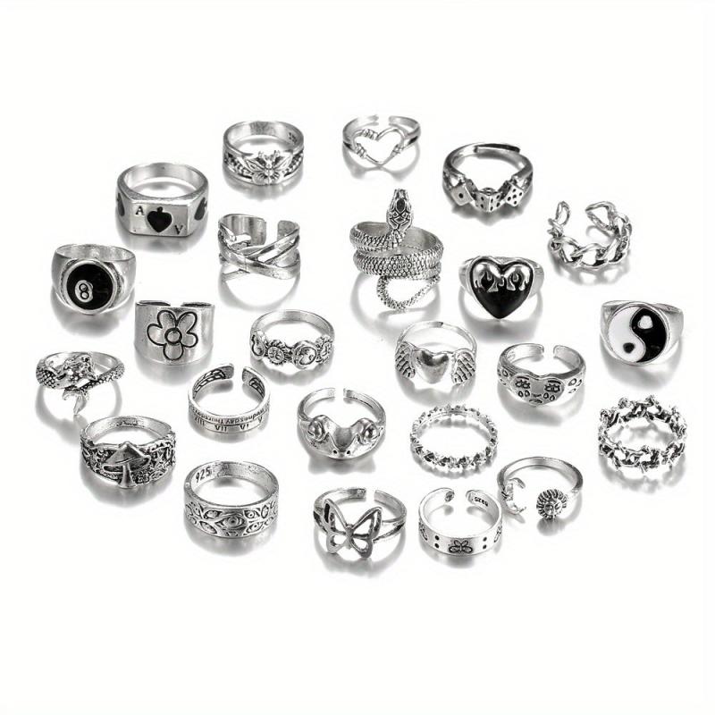 24pcs Gothic Vintage Ring Set Mix Match Daily Outfits