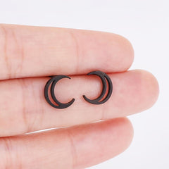 Mini Hollowed Moon Stud Earrings 18K Plated