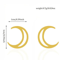 Mini Hollowed Moon Stud Earrings 18K Plated