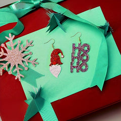 Christmas Santa Claus HOHO Bling Bling Dangle Earrings Cartoon Style