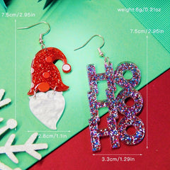 Christmas Santa Claus HOHO Bling Bling Dangle Earrings Cartoon Style