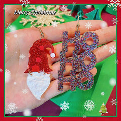 Christmas Santa Claus HOHO Bling Bling Dangle Earrings Cartoon Style