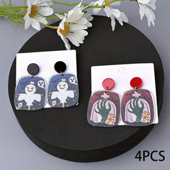 Halloween Ghost Tomb Monster Claw Dangle Earrings Acrylic Jewelry