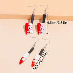 2 Pairs Halloween Bloody Dangle Earrings Goth Style Acrylic Jewelry