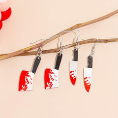 2 Pairs Halloween Bloody Dangle Earrings Goth Style Acrylic Jewelry