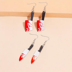 2 Pairs Halloween Bloody Dangle Earrings Goth Style Acrylic Jewelry