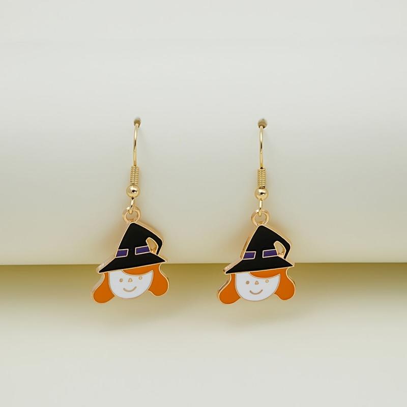 6pcs Halloween Pumpkin Head Alloy Dangle Earrings