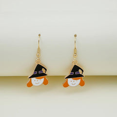 6pcs Halloween Pumpkin Head Alloy Dangle Earrings