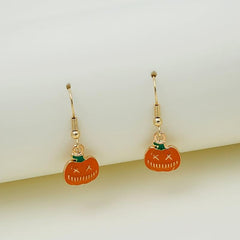 6pcs Halloween Pumpkin Head Alloy Dangle Earrings