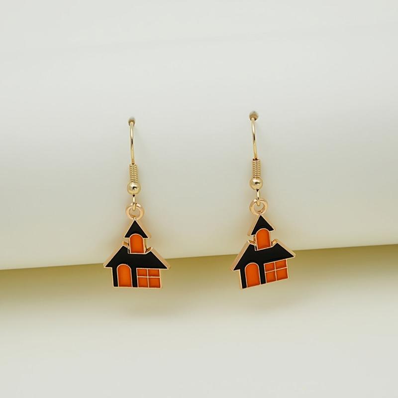6pcs Halloween Pumpkin Head Alloy Dangle Earrings