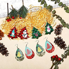 6 Pairs Christmas Tree Droplet Snowman Dangle Earrings Set