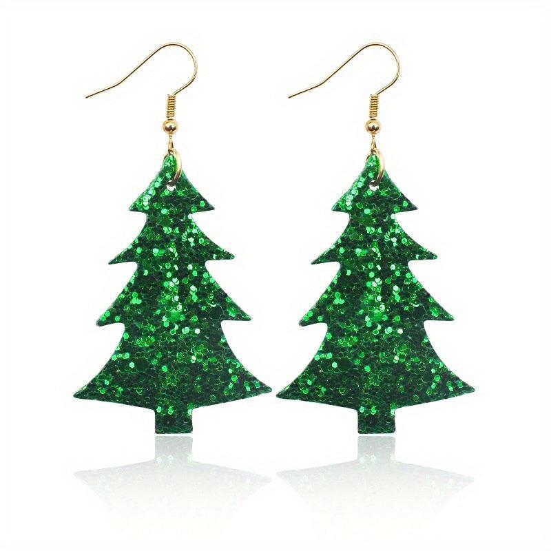 Christmas Tree Dangle Earrings Festive Party Jewelry
