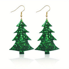 Christmas Tree Dangle Earrings Festive Party Jewelry