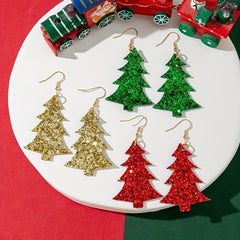 Christmas Tree Dangle Earrings Festive Party Jewelry