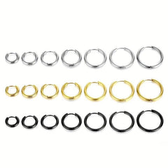 Stainless Steel 18K Plated Hoop Earrings - Daily Wear Accessories