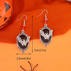 Vintage Bat Oval Shape Dangle Earrings Halloween Gift