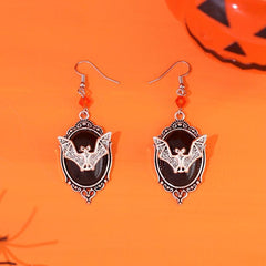 Vintage Bat Oval Shape Dangle Earrings Halloween Gift