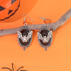 Vintage Bat Oval Shape Dangle Earrings Halloween Gift
