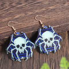 Skull Spider Dangle Earrings, Halloween Gift