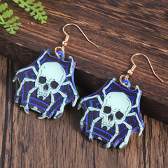 Skull Spider Dangle Earrings, Halloween Gift