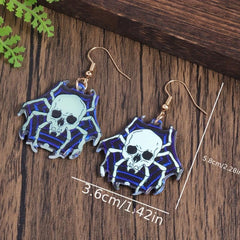 Skull Spider Dangle Earrings, Halloween Gift