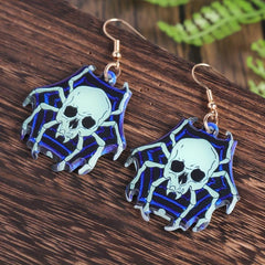 Skull Spider Dangle Earrings, Halloween Gift