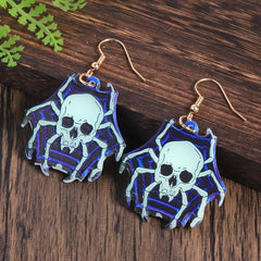 Skull Spider Dangle Earrings, Halloween Gift