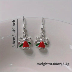 Christmas Tree Bell Enamel Dangle Earrings