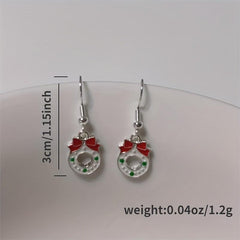 Christmas Tree Bell Enamel Dangle Earrings