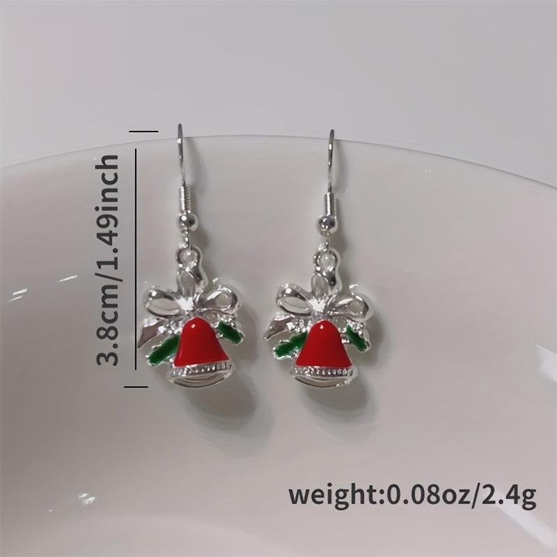 Christmas Tree Bell Enamel Dangle Earrings