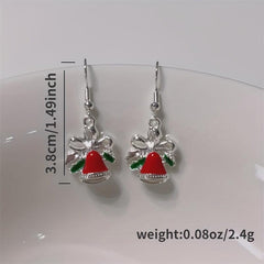 Christmas Tree Bell Enamel Dangle Earrings