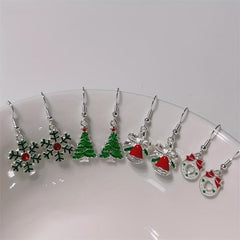 Christmas Tree Bell Enamel Dangle Earrings