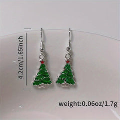 Christmas Tree Bell Enamel Dangle Earrings